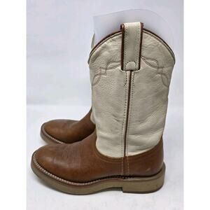 Laredo Women's Size 8 M Two Toned Brown Cream Leather Cowboy Boots